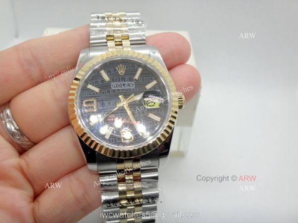 Rolex Oyster Perpetual Datejust Jubille Bracelet Black Rolex Dial Copy Watch 3