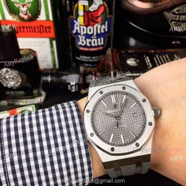 High Quality Audemars Piguet Royal Oak 43mm Watches Brown Rubber w/ Deployment buckle 3