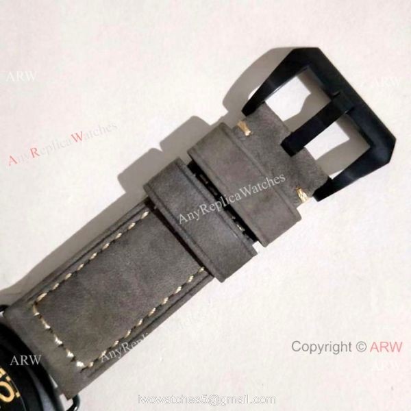 Copy Radiomir Panerai Black Case Gray Leather Band Watch PAM643 3