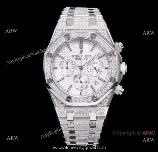AAA Replica Audemars Piguet Ice Royal Oak Stainless Steel Blue Chronograph Watch 3