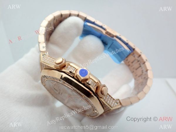 AAA Replica Audemars Piguet Royal Oak Rose Gold diamond Watches 41mm 3