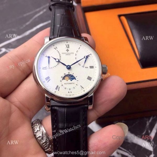 Fake Patek Philippe Geneve Complications Moonphase Copy Watch White Face 3