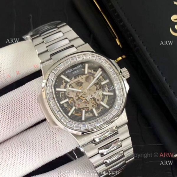 New Copy Patek Philippe Nautilus Stainless Steel Hollow Watches 3