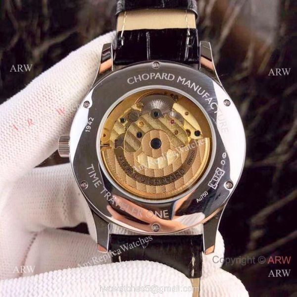 New Replica Chopard Tourbillon Watches SS Black Leather Strap 3