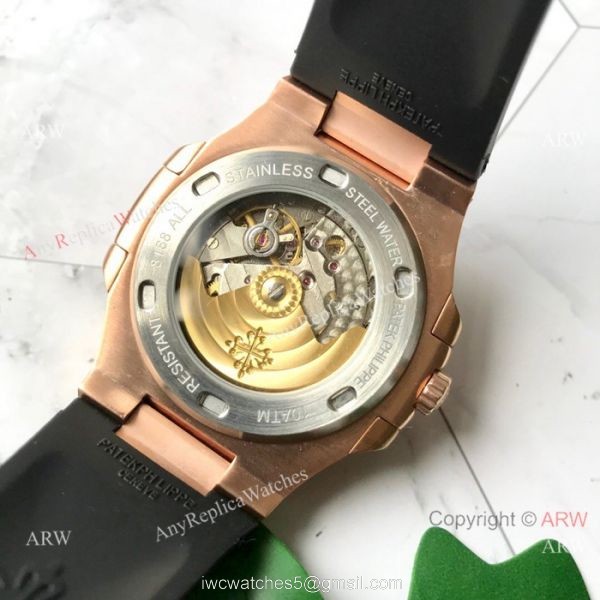 Replica Patek Philippe Engraving Nautilus Rose Gold Watch 42mm 3
