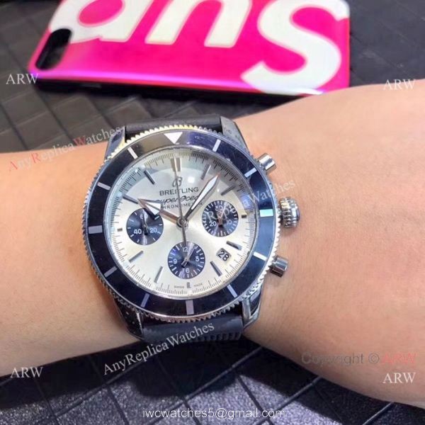 Breitling Superocean 43mm Watch SS Blue Dial Blue Rubber Strap 3