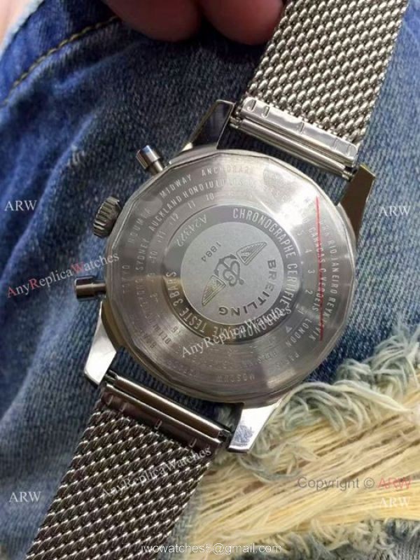 Copy Breitling Navitimer 01 Stainless Steel Mesh Band Watch 3