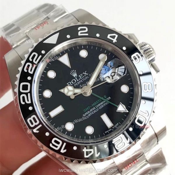 Swiss 3186 Rolex GMT-Master II Noob Factory v7 Watches 904L Steel Black Dial 3