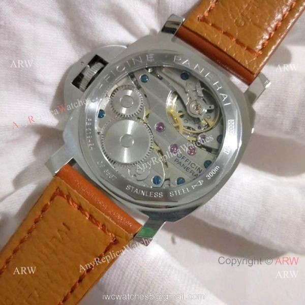 Fake Panerai Luminor Marina SS Brown Leather Strap Watch PAM 111 3