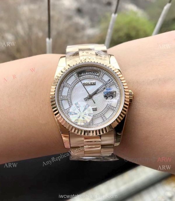 Rolex Day Date President Replica Micro Dial Diamond Bezel Watch 36mm 3