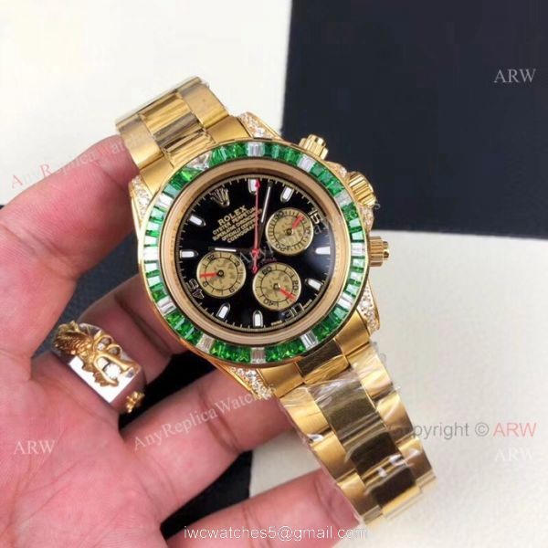 Yellow Gold Daytona Rolex Rainbow Replica Watches Automatic Movement 3