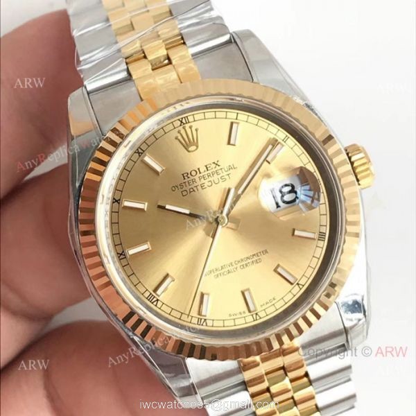 AR factory Replica Rolex DateJust 904L 3135 Watches Two Tone Jubilee Bracelet 3
