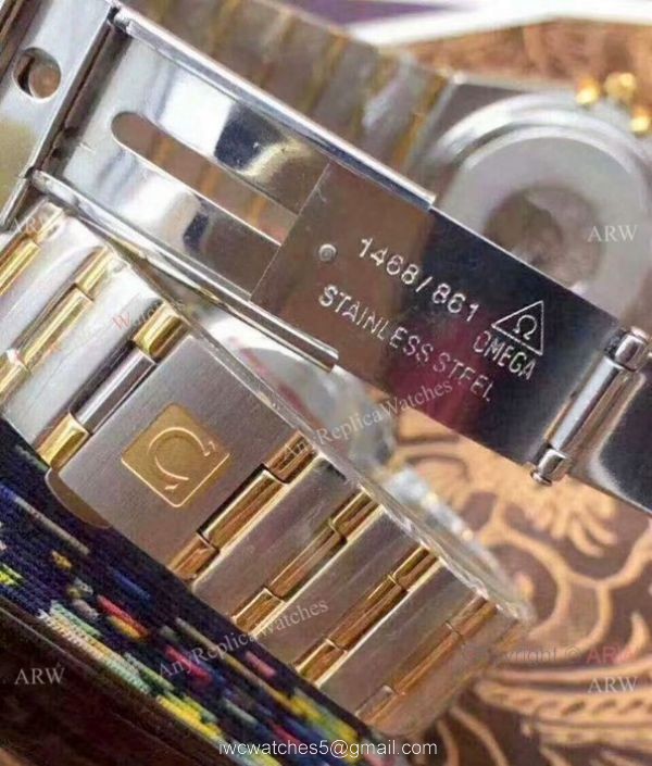 Replica Omega Constellation Quartz Watch Two Tone White MOP Face Omega Couple Watch 3