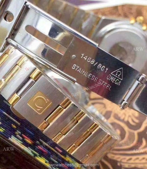 Replica Omega Constellation Diamond Bezel Two Tone Omega Couple Watch 3