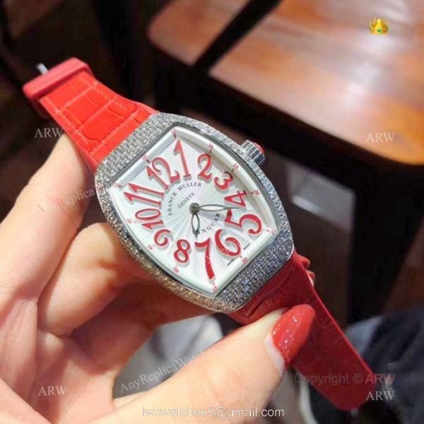 2019 Replica Franck Muller Vanguard Iced Out Watches Lady Size 3