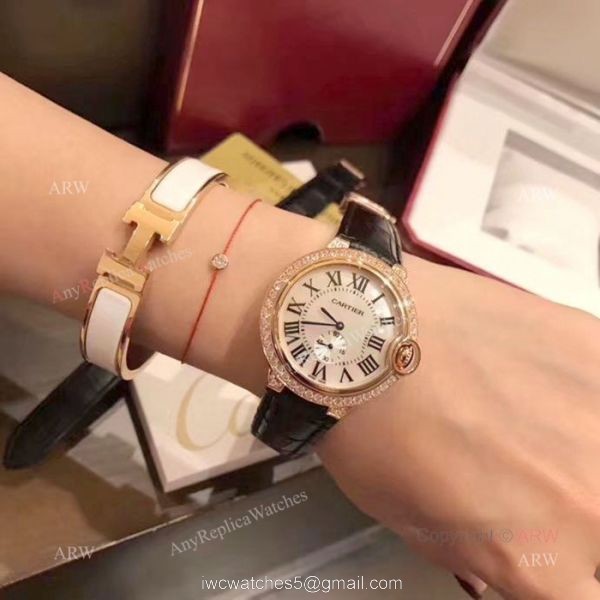 Copy Cartier Ballon Bleu de White MOP Dial Watches 36mm 3