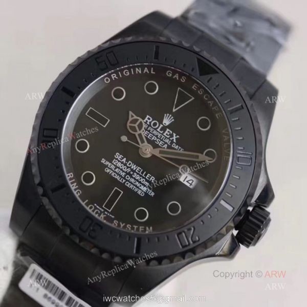 All Black Rolex Deepsea Black Replica Watch 44MM 3
