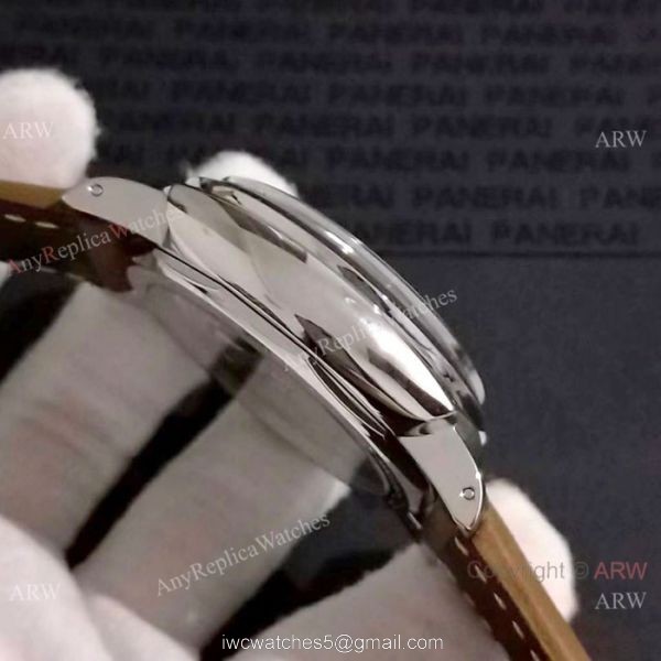 New Copy Panerai LUMINOR MARINA SS Brown Leather Strap Watch PAM422 3