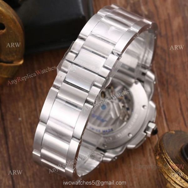 Calibre De Cartier Tourbillon Stainless steel White Dial Watches 3
