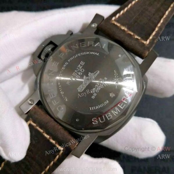 New Copy Panerai luminor submersible Brown Leather Bracelet Chocolate Case 3