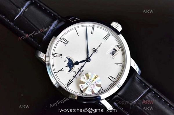 Swiss Replica Glashutte Senator Panorama Date Moon Phase Watch SS White Dial 3