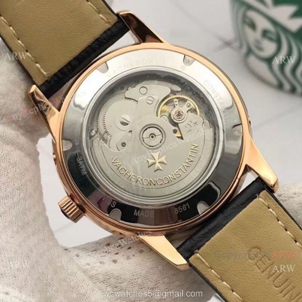 Vacheron Constantin Perpetual Calendar Copy Watches Rose Gold Black Dial 3
