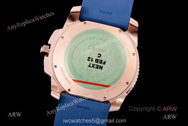Swiss Replica Cartier Calibre De Cartier Diver Watch Rose Gold Blue 3