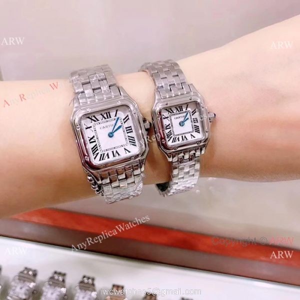 Panthere De Cartier Quartz Watches SS Rose Gold Bezel 3