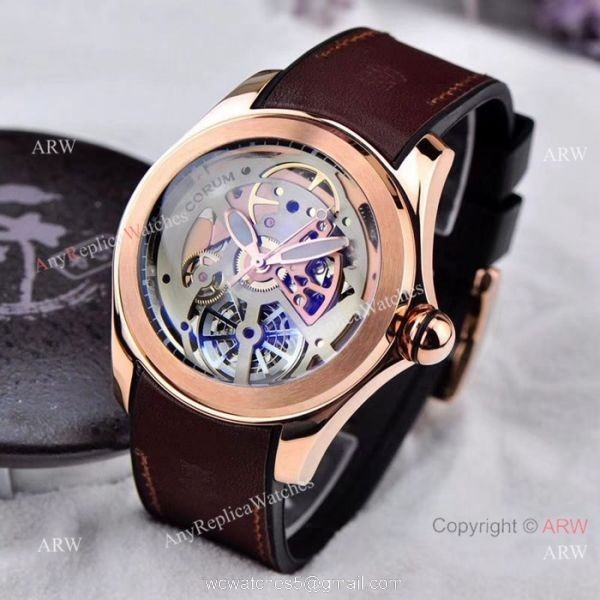Corum Skeleton Bubble Watch Replica Rose Gold Corum Bubble Squelette Wrist 3