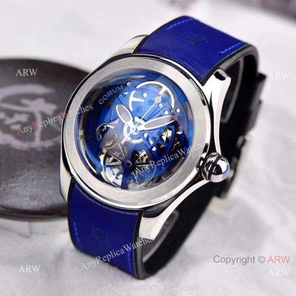 Best Replica CORUM Bubble Skeleton Watch SS Black Rubber Strap 3