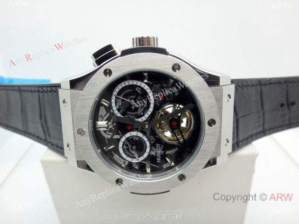 Hublot Tourbillon Skeleton Classic Fusion Watch 45mm SS Black Gummy Band 3