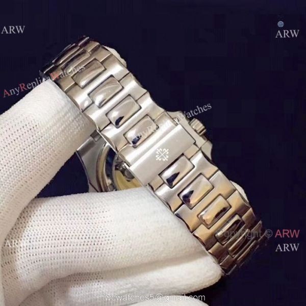 Copy Patek Philippe Nautilus Ice Out Watch Stainless Steel White Hollow 3