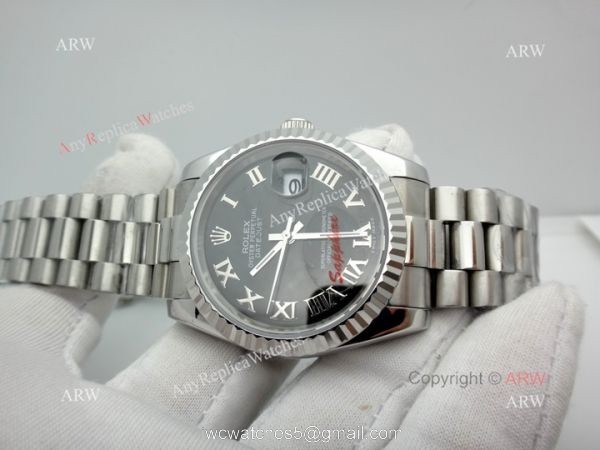 Copy Rolex Datejust Black Face Stainless Steel President Band 3