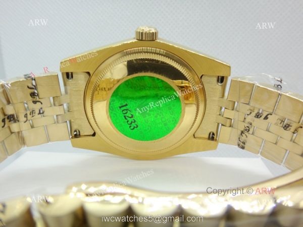 High Quality Replica Diamond Rolex Day Date 34mm Watch Yellow Gold Jubilee Silver Dial 3