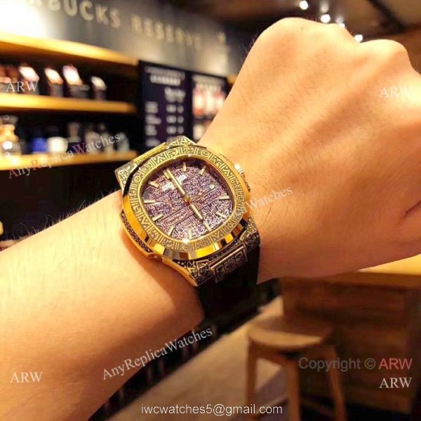 Patek Philippe Engraving Nautilus Anniversary Watch Gold Case 40MM 3