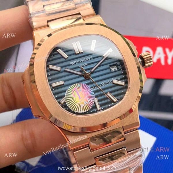 Swiss Replica Patek Philippe Nautilus 5711 Rose Gold Blue Watches 3
