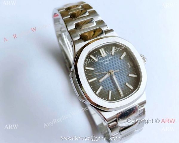 Swiss Copy Patek Philippe Ladies Automatic Nautilus Watch Stainless Steel Blue Dial 3
