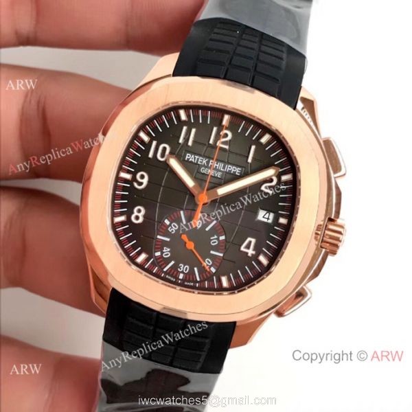 SWISS Copy Patek Philippe Aquanaut Chronograph 5968A Watch Rose Gold Black 3