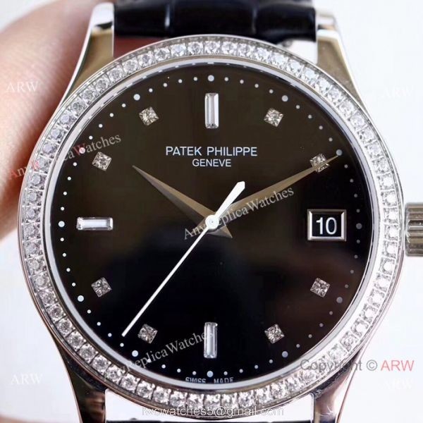 Swiss Grade Patek Philippe Calatrava 5296G-010 Copy Watches Black Dial 3