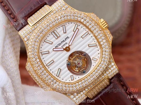 Swiss Copy Patek Philippe Nautilus Jumbo R8 Iced Out Full Diamond Watch 3