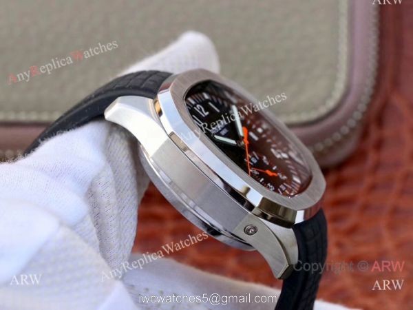 Swiss Replica Patek Philippe 5968A Aquanaut Watch SS Black Chronograph Dial 3