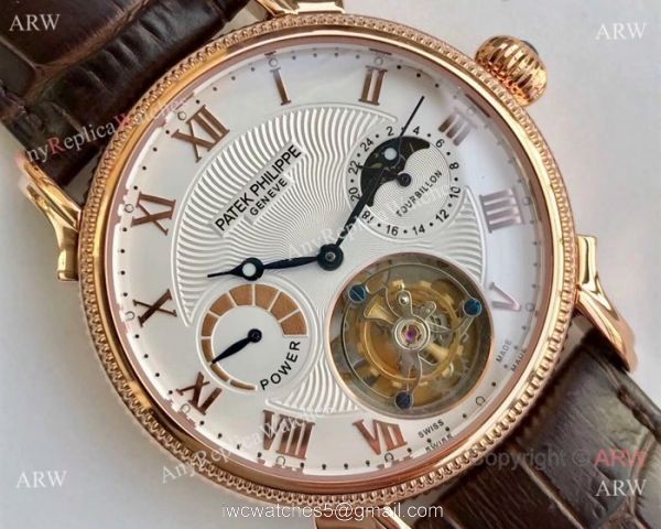 Swiss Copy Patek Philippe Tourbillon Moonphase Power Reserve Watch 42mm 3