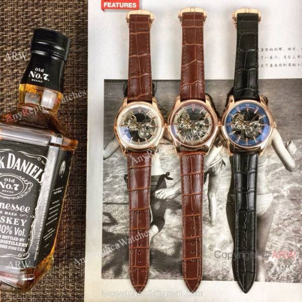 Best Replica Omega Rose Gold Hollow Dial Watches 3
