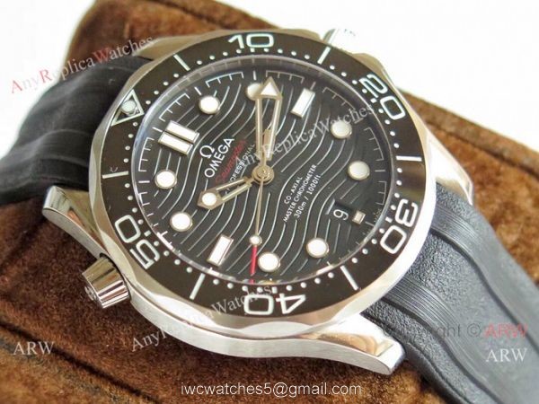 (OM)Swiss Omega Seamaster Diver 300m Omega 8800 Movement watch Black Dial Black Rubber Strap 3