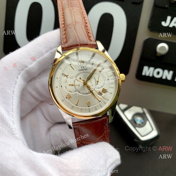 New Copy Omega Complications Automatic Mens Watch 2-Tone Silver Dial 3