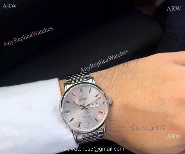 New Replica Omega Day Date Stainless Steel Silver Watch Automatic Movement 3