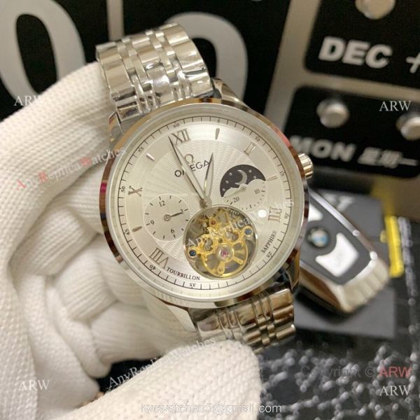 Replica Two Tone Rose Gold Omega Complications Moonphase Watch 42mm 3