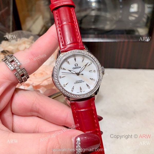 Copy Omega DeVille Co-Axial Cscapement Ladies 34mm watch Diamond bezel 3