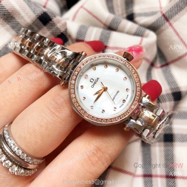 Replica Omega Women Watches Stainless Steel White MOP Dial 3