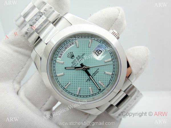 Stainless Steel Light Blue Dial Rolex Presidential Replica Watch DD 40mm 3